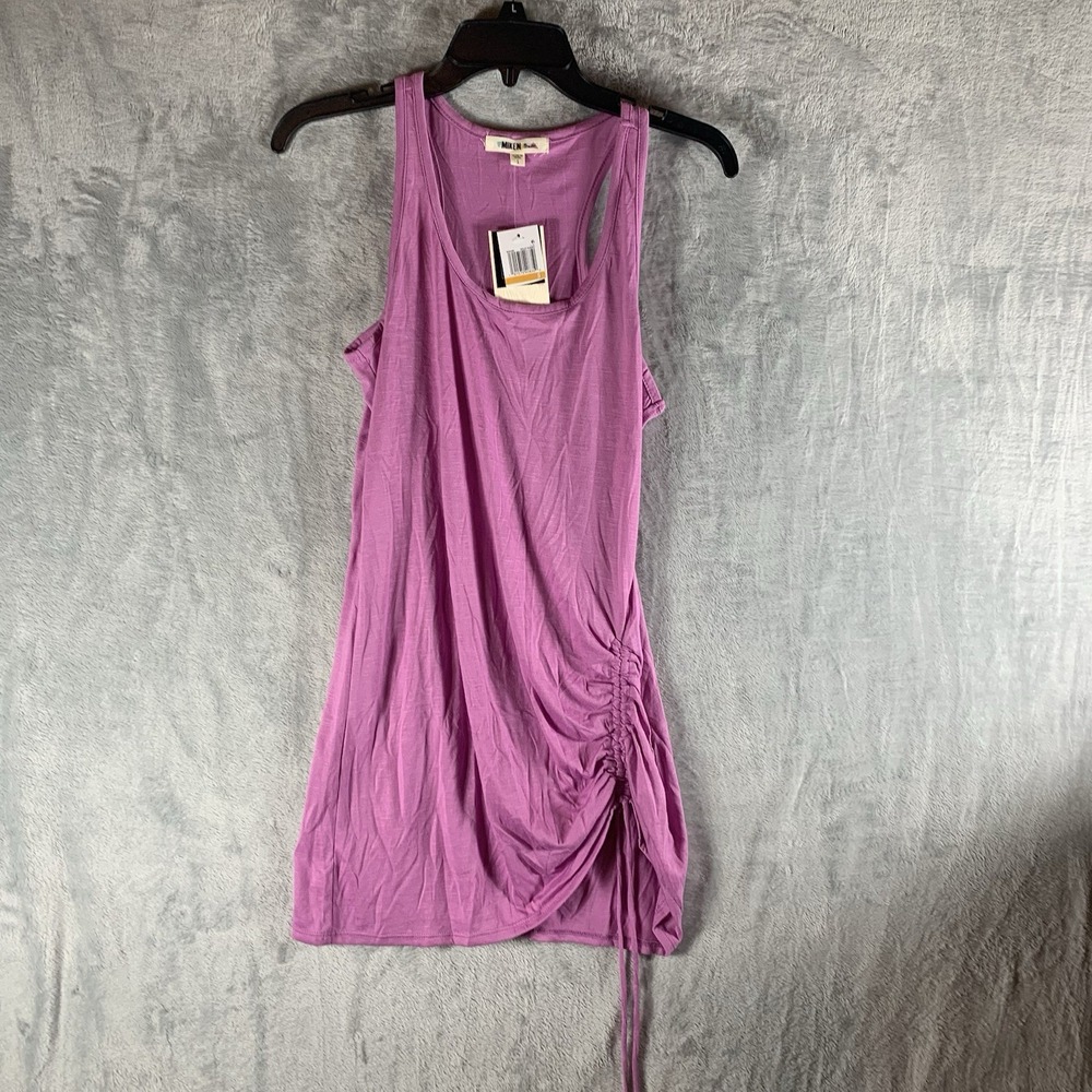 Miken Women's‎ Swim Cover Up S Pink Dress Drawstring Ruched Side Sleeveless NWT